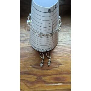 925 Sterling Silver Swarovski AB Crystal Bracelet Lever Back Earring Set USA